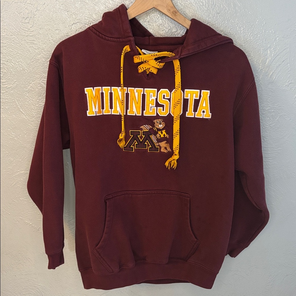 Minnesota Golden Gophers Hockey Lace Up Neck Youth Hoodie Sweatshirt Goldie XL